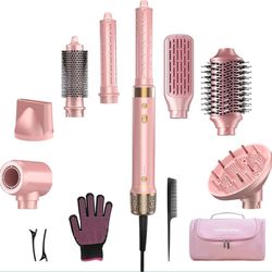 Mythsight StyleVibe 8-in-1 Air Styler, Hair Dryer & Blow Dryer Brush with Travel Case - Auto Wrap Curls (L/R), Fast Drying, Thermal Round Brush for Sm