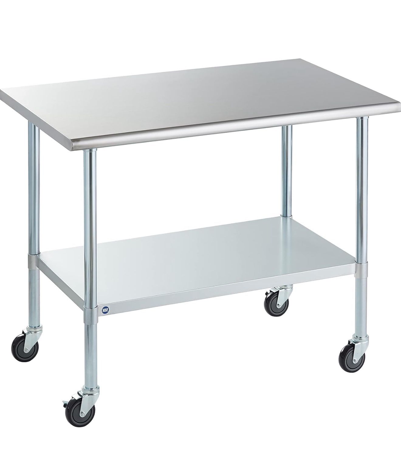 ROCKPOINT Stainless Steel Table for Prep & Work Caster Wheels 30x48 Inches Metal Commercial Kitchen $170