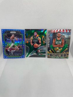 3 card lot Jayson Tatum Panini Prizm Revolution Topps Bowman basketball Celtics