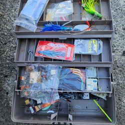 Fishing Tackle Box With Lures And Hooks