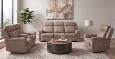GENUINE LEATHER POWER MOTION RECLINER SET