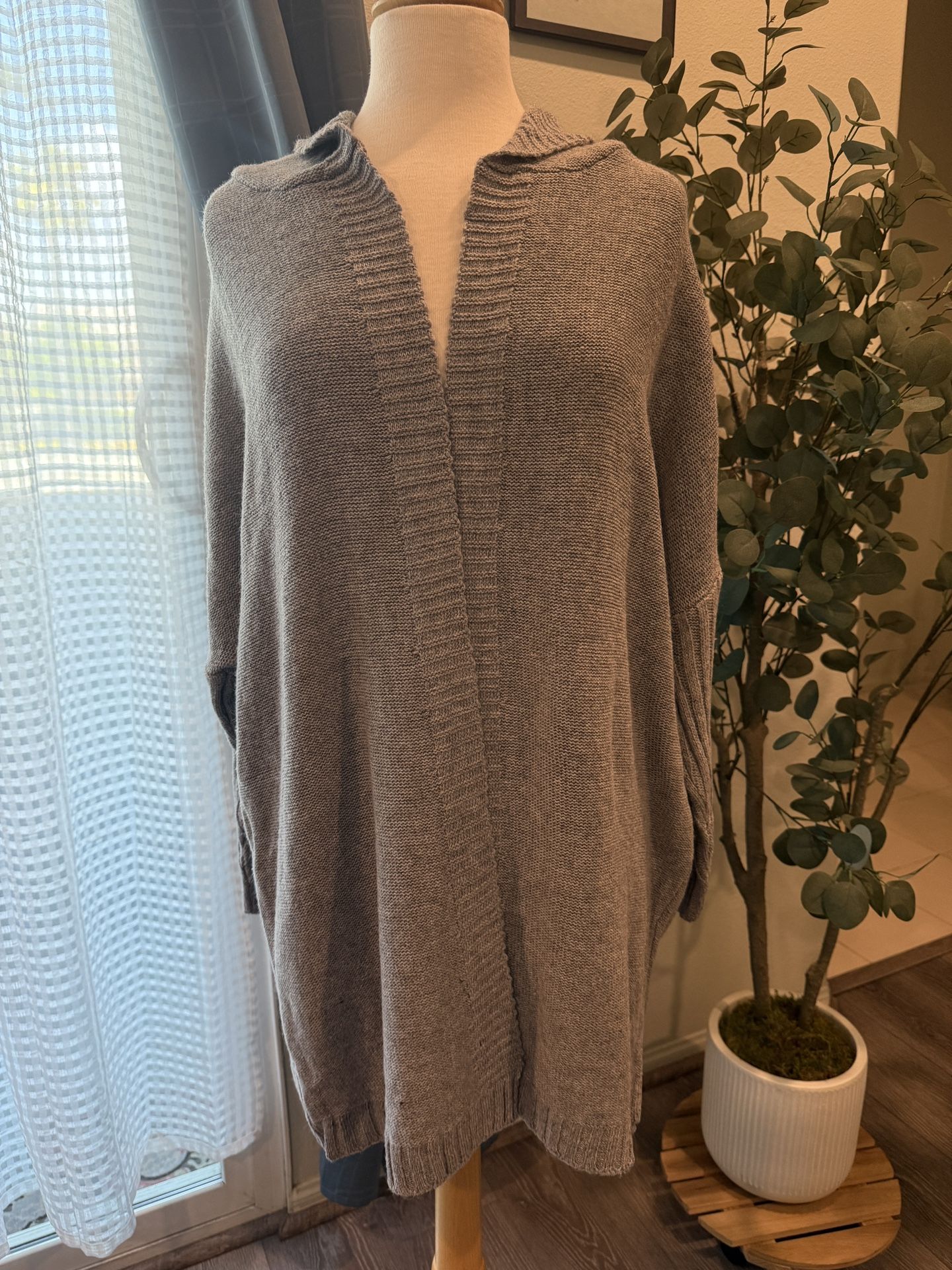 Bohemian Hooded Knitted Gray Cardigan