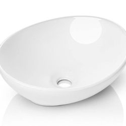 Meje Melie White Oval Vessel Sink 16x13 