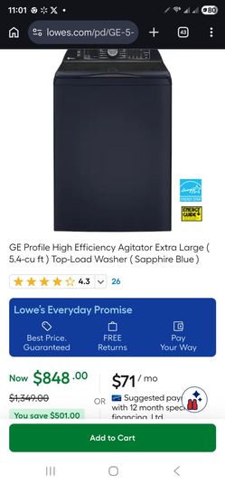 2026 Ge Profile King Capacity Glass Top Washer 5.4 Cu Drum
