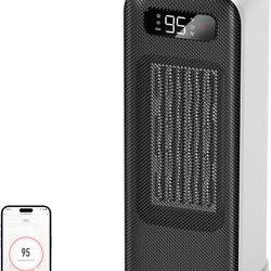 Space Heaters for Indoor Use, Smart Portable Electric Heater with Thermostat, WiFi and Voice Control, 12H Timer, 4 Modes, 36dB 1500W PTC Ceramic Safet