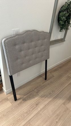 Twin gray tufted headboard