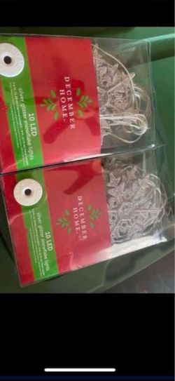 December Home 10 LED Silver Glitter Snowflake Lights (2 Boxes)