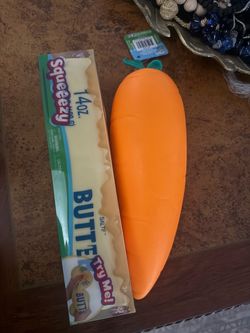 Squeezy Butter Squishy Toy and Carrot Squishy Toy
