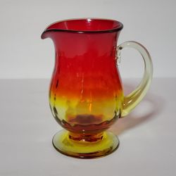 Rainbow Amberina Glass Pitcher Vintage