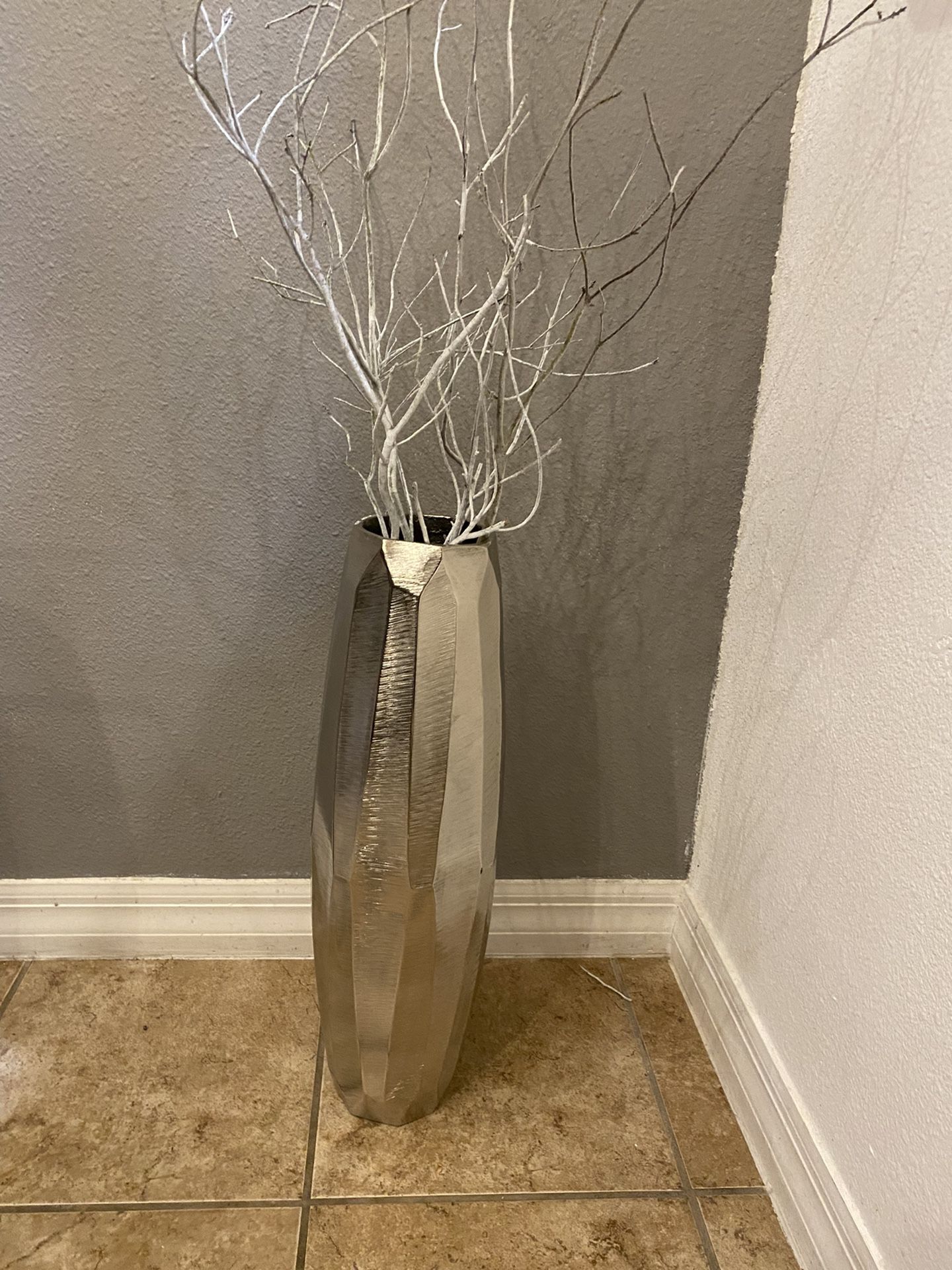 Modern Silver Floor Vase
