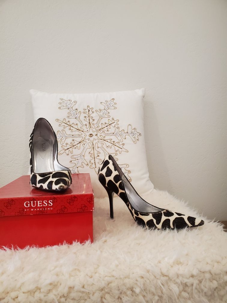 Guess by Marciano white multi pony heels