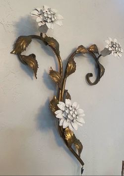 Vintage Italian Brass Wall Lamp Sculpture Sconce