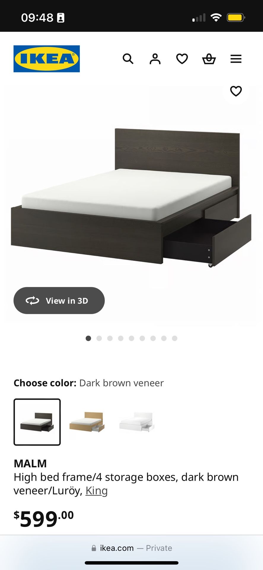IKEA MALM KING Bed Frame with 2 Drawers