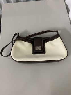 Liz Claiborne White with Dark Brown Purse With Straps