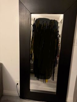 Large Floor Mirror with Black Frame