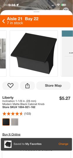 (22) Liberty Inclination Modern Matte Black Cabinet Knob
