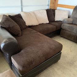 2 Tone Brown Sectional Couch “WE DELIVER”