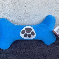  Squeaky Crinkle Blue Bone Plush Dog Toy..