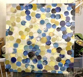 Large Wall Art Yellow/Blue Canvas Painting 39in/39in