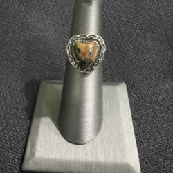 Vintage Signed Sterling Silver Jasper Southwestern Ring Size 6