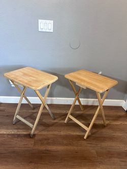Pair of Solid Wood Folding TV Trays / Side Tables