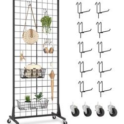 3 PCs SPACECARE Gridwall Panel Display Stand 2.1' x 5.5' Ft, Heavy Movable Floorstanding Detachable Girdwall for Easy Transport, Standing Grid Tower w
