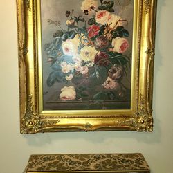 Vase of Flowers by Jan Davidsz de Heem paint art and wood carved frame