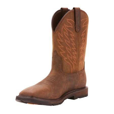 NEW Size 11 Wide Men WATERPROOF Work Boots ARIAT H2O Groundbreaker Boot Soft Toe Wellington Pull on Dark Brown nine520079