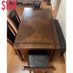 Dining Set 4 Chairs With Bench 