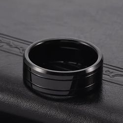 Men's Tungsten Ring, 8mm Wide Luxurious Jewelry Gift, Size 9