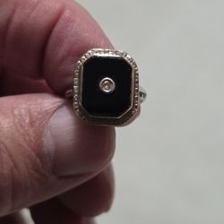 14k Black With Small Diamond Chip 