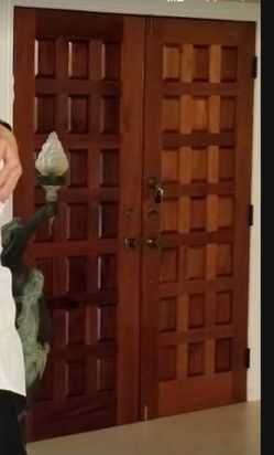 Solid Wood Double Entrance House Door  Front Door With Outside Frame & Locks