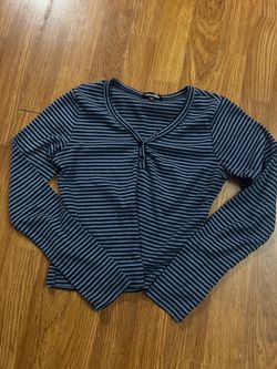 Blue button striped long sleeve