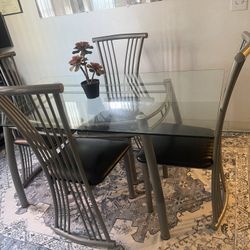 Modern Glass Table. Sturdy. Iron Rods