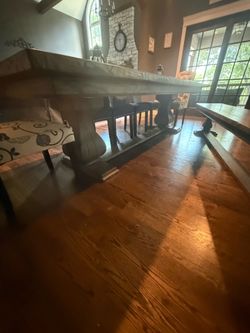 Solid wood table and bench