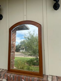 Arched Wood Framed Wall Mirror