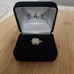 Silver Halo Diamond Engagement Ring