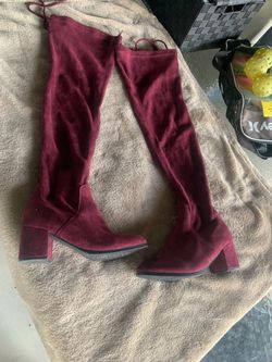 Long burgandy boots size 8