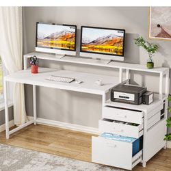 63 Inch White Desk 