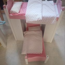 18" Doll Bunk Bed Pink And White
