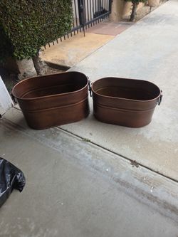 2 Metal Containers Copper Color