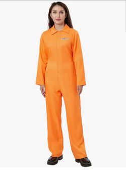 Orange Inmate Prisoner Halloween Costume Jumpsuit