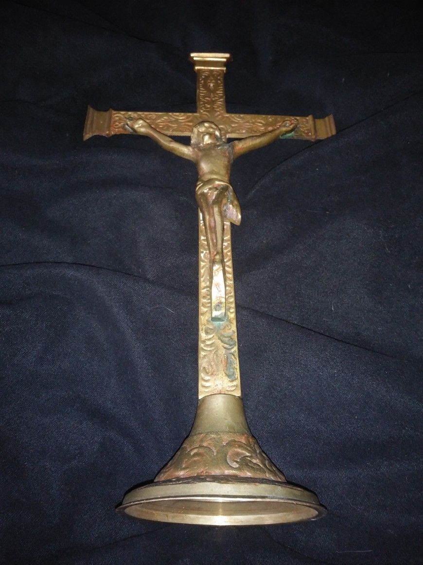 Vintage Bronze Christian Jesus Cross