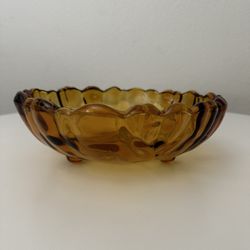 Vintage Boho MCM Retro Amber Glass Bowl