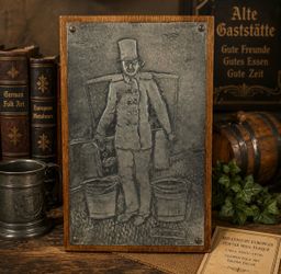 Mid Century Hummel Pewter Relief Wall Plaque German Tavern Folk Art 13.5”