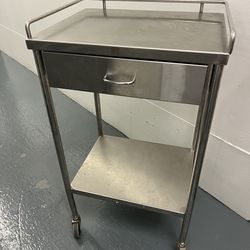 nice sturdy stainless steel rolling cart wheeled utility trolley w/ drawer