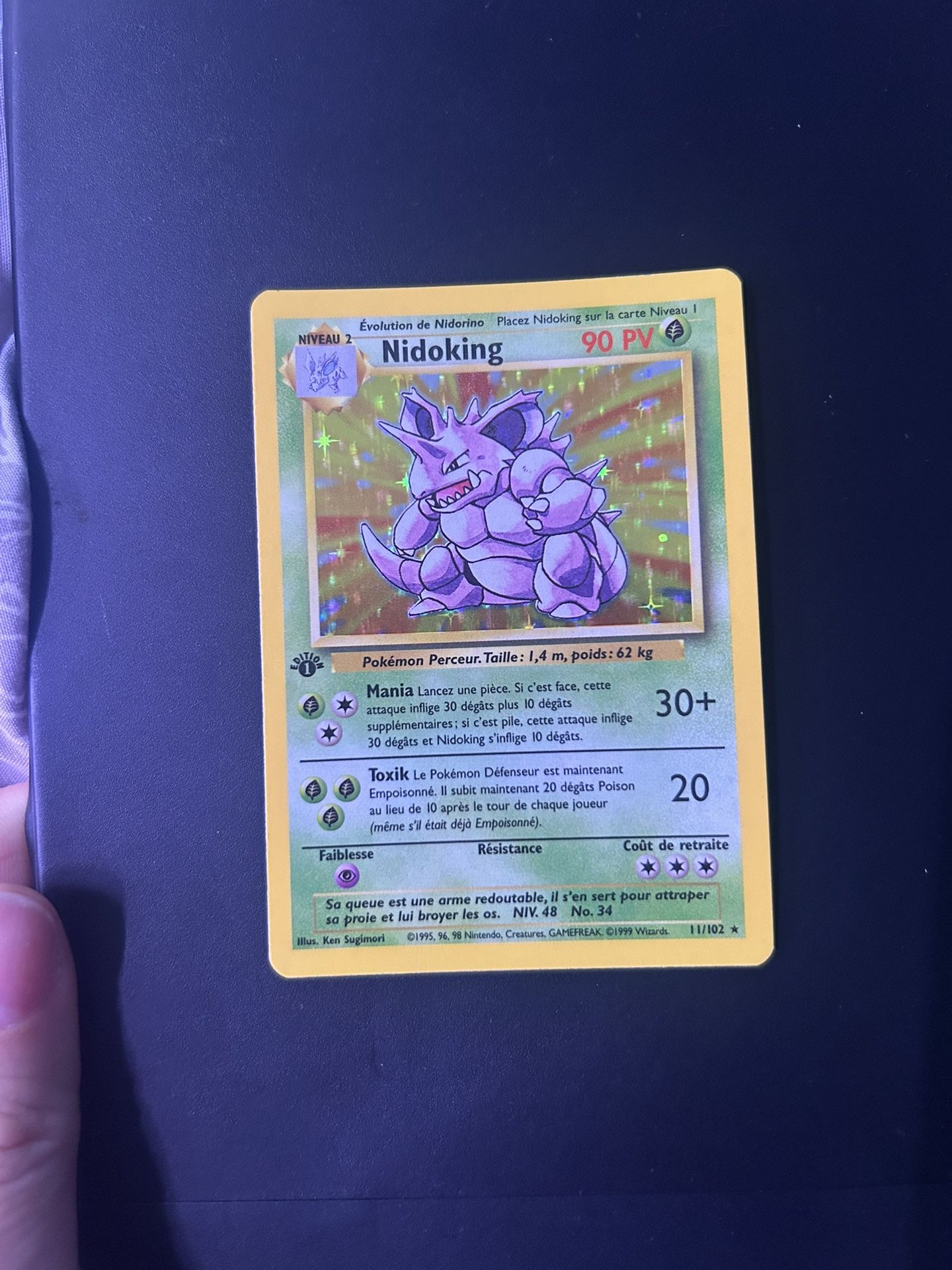 Pokemon 1st Edition Base Set Holo French Nidoking Holo 11/102 Wizards 1999