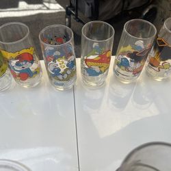 Smurfs Set Of 6 Collectible Glassware