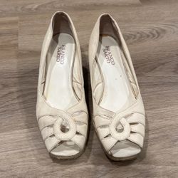 Franco Sarto Cream Leather Wedges