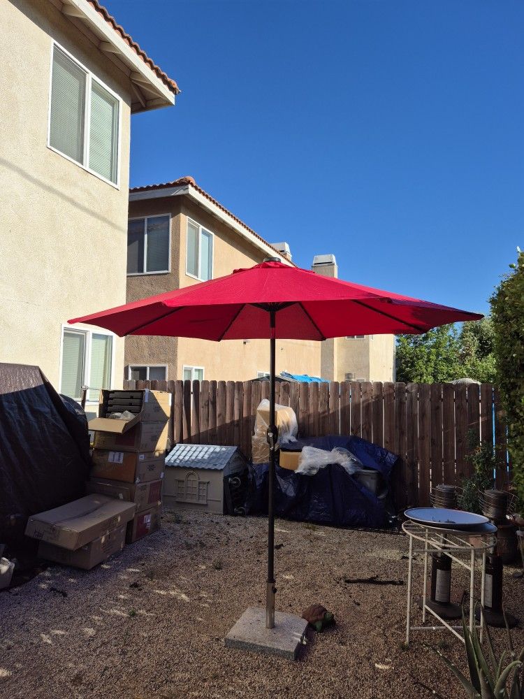 9" FT Solar Light Market Umbrella Patio Color: Red Base Not Included